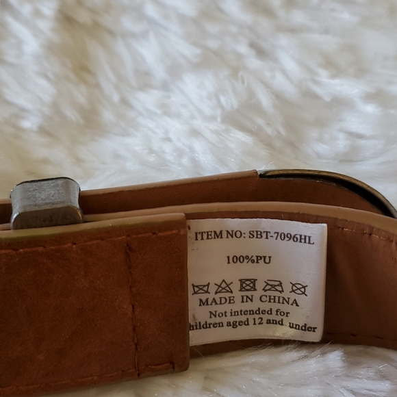 Double Buckle Adjustable Western Boho Style Belt Brown main image 12